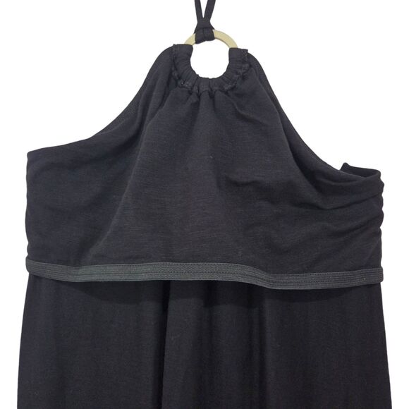 Old Navy Black Midi Shift Dress L Halter Built-in Shelf Bra Casual Summer Beach - Picture 10 of 14